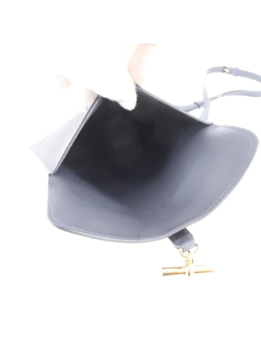 Hermes Glenan to Go Leather Shoulder Bag Messenger Navy Gold Ebe - Picture 6 of 8